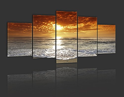 murando Cuadro en Lienzo Lago Naturaleza 100x50 cm Impresión de 5 Piezas Material Tejido no Tejido Impresión Artística Imagen Gráfica Decoracion de Pared Mar Playa 051401