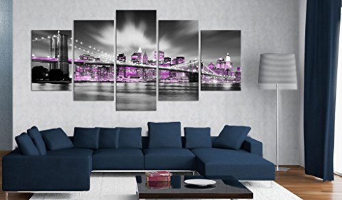 murando Cuadro en Lienzo New York 200x100 cm Impresión de 5 Piezas Material Tejido no Tejido Impresión Artística Imagen Gráfica Decoracion de Pared Ciudad Nueva York NY 030102-25