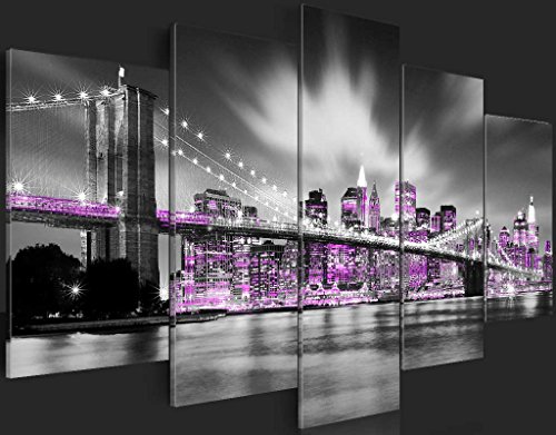 murando Cuadro en Lienzo New York 200x100 cm Impresión de 5 Piezas Material Tejido no Tejido Impresión Artística Imagen Gráfica Decoracion de Pared Ciudad Nueva York NY 030102-25