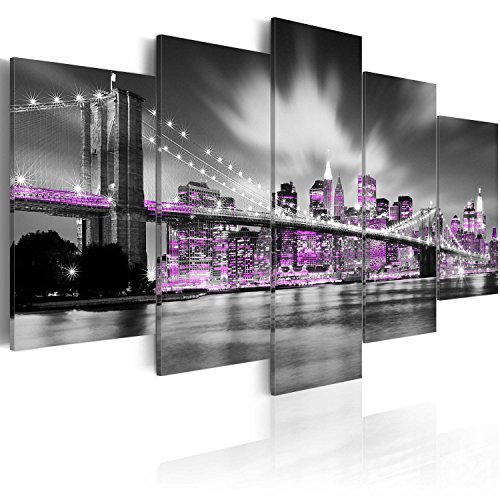 murando Cuadro en Lienzo New York 200x100 cm Impresión de 5 Piezas Material Tejido no Tejido Impresión Artística Imagen Gráfica Decoracion de Pared Ciudad Nueva York NY 030102-25