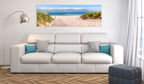 murando Cuadro en Lienzo Playa 135x45 cm 1 Parte impresión en Material Tejido no Tejido Impresión Artística Imagen Gráfica Decoracion de Pared Naturaleza Paisaje Mar f-C-0129-b-a