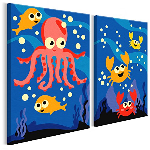 murando Pintura por Números para Niños 2 disenos Bajo Agua 33x23 cm Cuadros de Colorear por Números Kit para Pintar en Lienzo con Marco DIY Bricolaje para Niños de 7 a 9 Años Decoracion n-A-0144-d-r