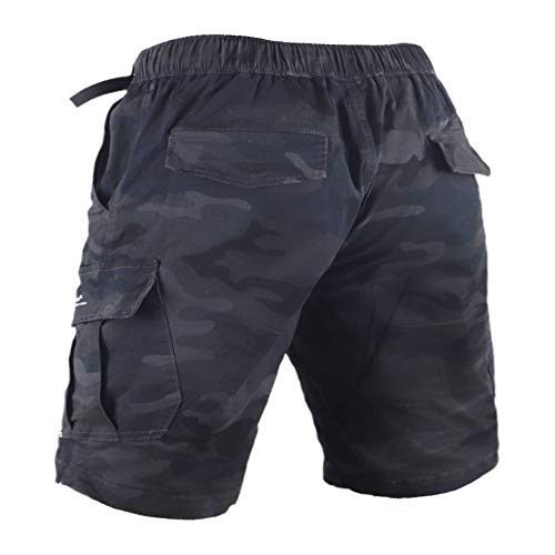 Muscle Alive Hombres Cargo Shorts Vintage Deportes Cámping Excursionismo Camuflaje Pantalones Cortos Algodón 8137 Negro Camo M