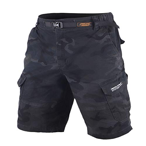 Muscle Alive Hombres Cargo Shorts Vintage Deportes Cámping Excursionismo Camuflaje Pantalones Cortos Algodón 8137 Negro Camo M