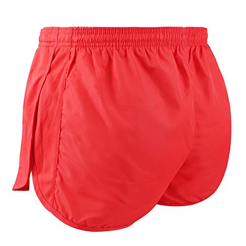 Muscle Alive Hombres Deportes Running 1" Élite División Corriendo Pantalones Cortos con Lado Malla Panel Rápido Seco Shorts Rojo L