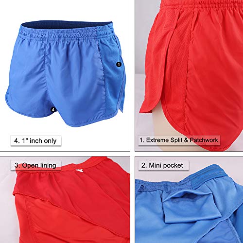 Muscle Alive Hombres Deportes Running 1" Élite División Corriendo Pantalones Cortos con Lado Malla Panel Rápido Seco Shorts Rojo L