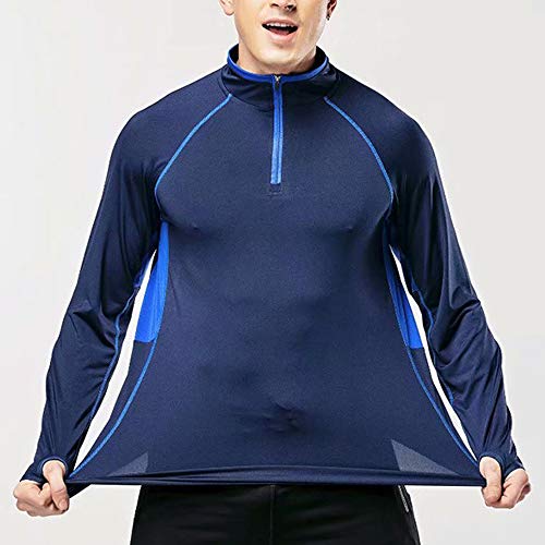 Muscle Alive Hombres Trimestr Cremallera Corriendo Activo Playeras Rutina de Ejercicio Azul M