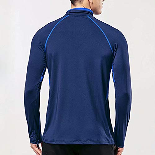 Muscle Alive Hombres Trimestr Cremallera Corriendo Activo Playeras Rutina de Ejercicio Azul M