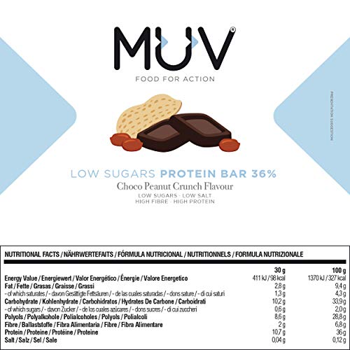MUV - Low Sugar Protein Bar Choco Peanut Crunch Flavour 12 x 30 g