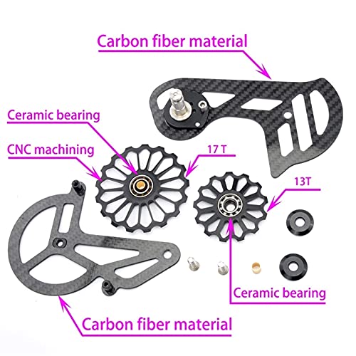 MVAOHGN Bike Trasero Derailleur Polea Ceramic Road R8000 / 8050/8070/9170/9150/9100 Guía de Bicicleta Wheel Fibra de Carbono Jockey Pom 13 17T (Color : GOLDIX-SD4-R)