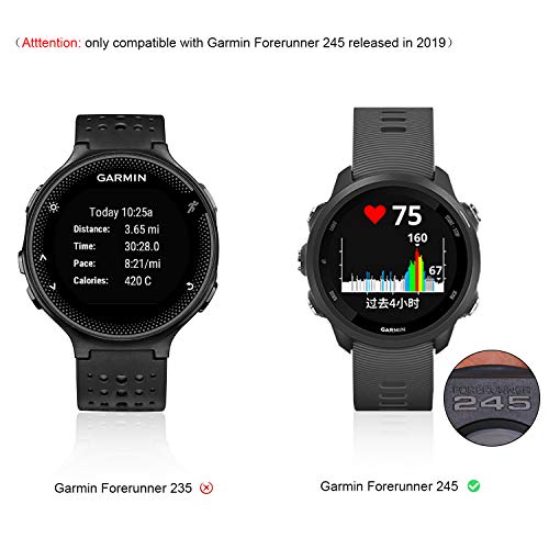 MWOOT 3 Fundas Silicona Compatible con Garmin Forerunner 245 Protección, Anti-caída Carcasas Protector para Proteger Reloj Garmin FR 245 Music Negro Azul Blanco