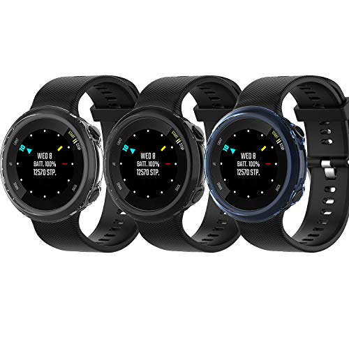 MWOOT 3 Fundas Silicona Compatible con Garmin Forerunner 45 GPS Running Watch Protección, Anti-caída Carcasas Protector Proteger Reloj Garmin Forerunner 45 Large Watch Negro/Azul/Blanco