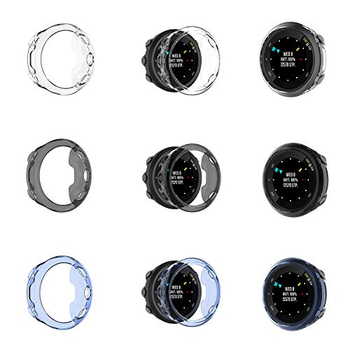 MWOOT 3 Fundas Silicona Compatible con Garmin Forerunner 45S GPS Running Watch Protección, Anti-caída Carcasas Protector Proteger Reloj Garmin Forerunner 45Small Watch Negro/Azul/Blanco