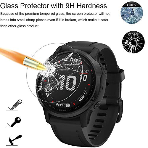 MWOOT 4 Unidades Protectores Cristal Templado Compatible con Garmin Fenix 6S y 6S Pro, 9H Dureza Resistente a Arañazo Protector Pantalla para Proteccion Pantalla