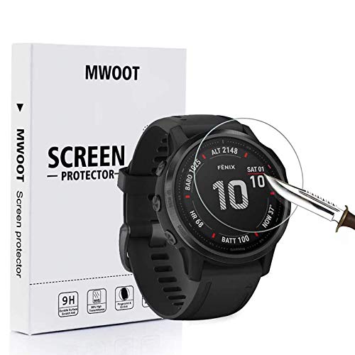 MWOOT 4 Unidades Protectores Cristal Templado Compatible con Garmin Fenix 6S y 6S Pro, 9H Dureza Resistente a Arañazo Protector Pantalla para Proteccion Pantalla