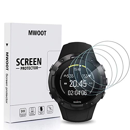 MWOOT 4 Unidades Protectores Cristal Templado Compatible con Suunto 5 GPS Multisport Watch, 9H Dureza Resistente a Arañazo Protector Pantalla para Proteccion Pantalla