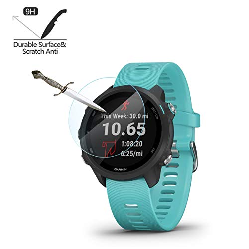 MWOOT 4 Unidades Protectores de Cristal Templado Compatible con Garmin Forerunner 45 45S 55 245 245Music, 9H Dureza Resistente a Arañazo Protector de Pantalla para Proteccion de Pantalla