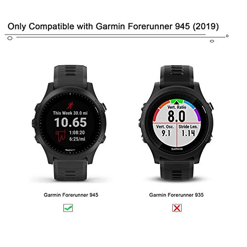 MWOOT Funda Negro y 2 Protector Pantalla Cristal Compatible con Garmin Forerunner 945 Protección, Anti-caída Carcasas Protector Proteger Reloj Garmin FR 945 Music