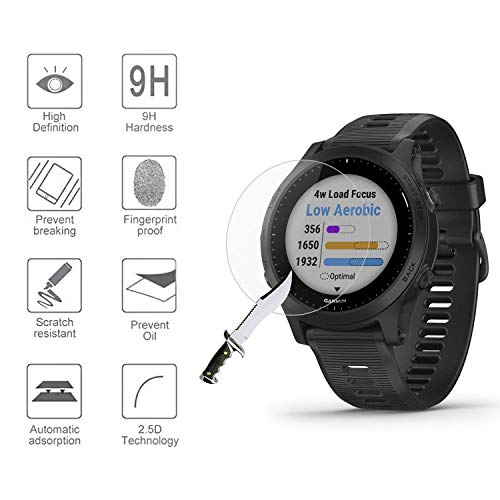 MWOOT Funda Negro y 2 Protector Pantalla Cristal Compatible con Garmin Forerunner 945 Protección, Anti-caída Carcasas Protector Proteger Reloj Garmin FR 945 Music