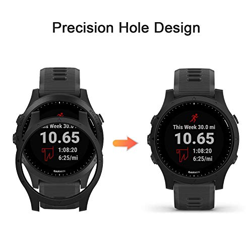 MWOOT Funda Negro y 2 Protector Pantalla Cristal Compatible con Garmin Forerunner 945 Protección, Anti-caída Carcasas Protector Proteger Reloj Garmin FR 945 Music