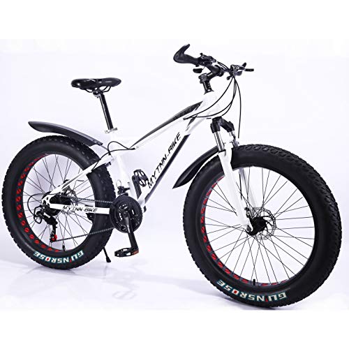MYTNN Fatbike - Bicicleta de montaña (26 pulgadas, 21 velocidades, Shimano Fat Tyre, 47 cm), color blanco