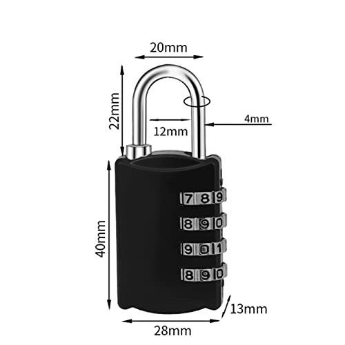 N / B 4 candado de combinación de 4 dígitos, cambio de contraseña a voluntad, aleación de zinc galvanizada, seguro y confiable, para armario de gimnasio, puerta, cobertizo, valla