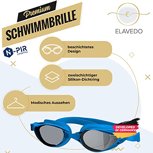 N-PIR Gafas de natación de marca alemana I Premium con clip para la nariz 3.0, marca alemana como juego de deporte y ocio, gafas antivaho para una experiencia clara bajo el agua