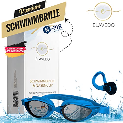 N-PIR Gafas de natación de marca alemana I Premium con clip para la nariz 3.0, marca alemana como juego de deporte y ocio, gafas antivaho para una experiencia clara bajo el agua