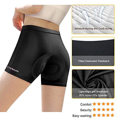 “N/A” Pantalones Cortos de Ciclismo para Mujer, Acolchados 3D, para Montar en Bicicleta - Negro - Medium