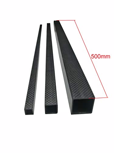 NA Tubo Cuadrado de Fibra de Carbono Completa de 3K Longitud de Alta Resistencia 500 mm OD 10 mm Superficie Brillante para avión RC Tubo de ala de Herramienta de Bricolaje Quad Copter