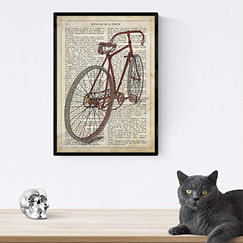 Nacnic Poster de Bicicleta. Láminas de bicicletas definiciones. Decoración de ciclismo para deportistas y ciclistas. Tamaño A4