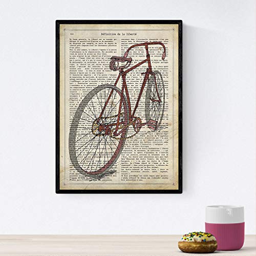 Nacnic Poster de Bicicleta. Láminas de bicicletas definiciones. Decoración de ciclismo para deportistas y ciclistas. Tamaño A4