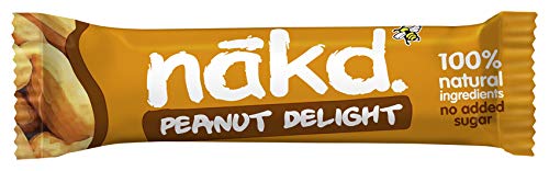 Nakd Barritas De Fruta Y Frutos Secos Cacahuete - Sin Azúcar Añadido - Sin Gluten - Sin Lactosa - Vegano - Pack 18 Barritas X 35 G, Peanut Delight, 630 Gramo