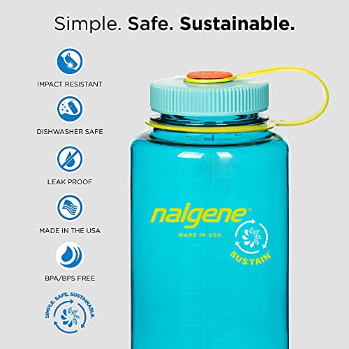 Nalgene 1413830 - Bidón con boca ancha de acampada y senderismo, color Verde(1413890), 1 L