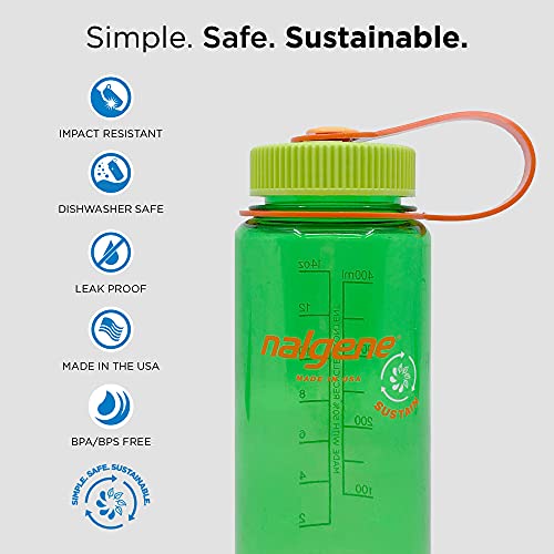 Nalgene BIDON 0,5 Boca Ancha Botella Fitness y Ejercicio, Adultos Unisex, Verde (Green), Talla Única
