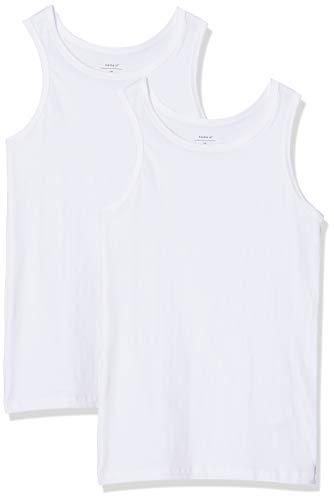 NAME IT Nkmtank Top 2P Noos Camiseta, Blanco (Weiß Bright White), 134 (Pack de 2) para Niños