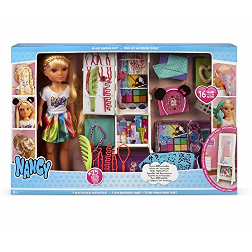 Nancy - Espejo 1001 Peinados, muñeca con un Armario Lleno Accesorios para Jugar a Hacer Peinados Divertidos maquillar, Juguete para niñas y niños a Partir de 3 años, Famosa (700015131)