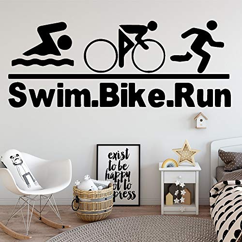 Natación romántica bicicleta corriendo pegatinas de pared pegatinas decorativas de pared habitación de los niños sala de estar arte del hogar decoración de pared decorativa A6 M 30x76cm