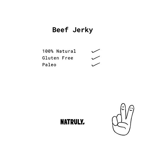NATRULY Beef Jerky Original, Carne Seca 100% Vacuno, Sin Gluten, Sin Lactosa, Sin Azúcar, Sin Aditivos Artificiales -Pack 6x25g