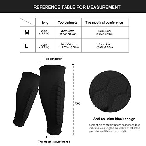 NATUCE 1 par Fútbol Espinilleras Calcetines Fijo Manga con Espuma, Soccer Shin Guard Sleeves Medias elásticas Shin Pad Calcetines Manga Protectora, Juventud Adulta - Partido de Futbol (Niño-Negro)