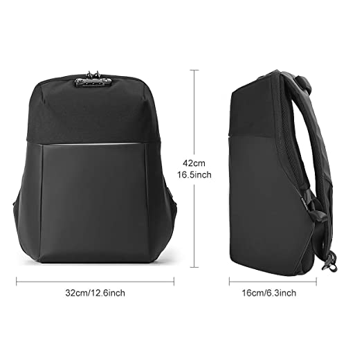 NATURALIFE 15.6" Mochila Antirrobo para Ordenadores Portátiles con Cremallera Oculta, TSA Mochila Water Proof, con Puerto de Carga USB, Gran Capacidad para Escolar, Trabajo y Viajes