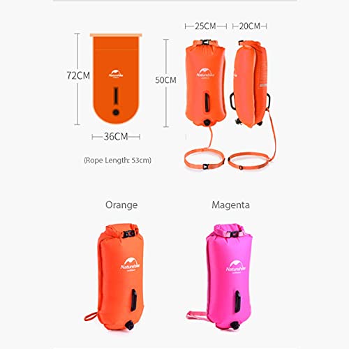 Naturehike 28L Bolsa Impermeable Seca Natación Remolque Flotador Bolsa Seca Bolsa de Flotación de Natación Inflable Cinturón Ajustable Boya de Natación Inflable (Naranja)