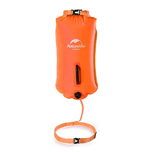 Naturehike 28L Bolsa Impermeable Seca Natación Remolque Flotador Bolsa Seca Bolsa de Flotación de Natación Inflable Cinturón Ajustable Boya de Natación Inflable (Naranja)