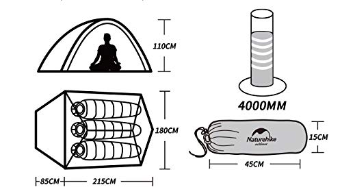 Naturehike New Cloud-up 3 Personas Tienda Mejorada Tienda de Doble Capa Tienda de campaña 2020 Tiendas de Senderismo (210T verdo)