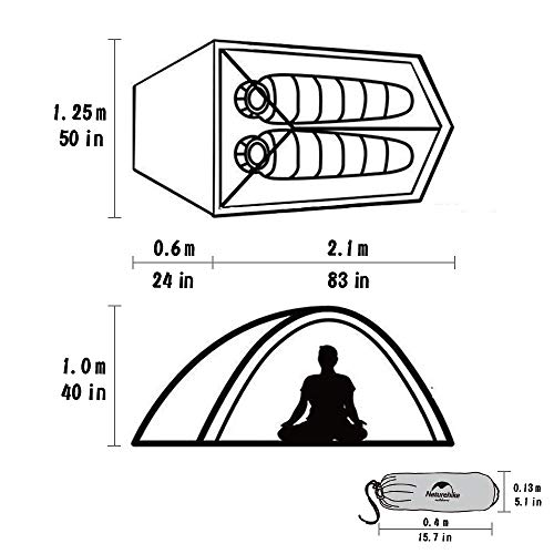 Naturehike Tienda de campaña Cloud Up 2 Persona Tienda de Trekking Ultraligero Impermeable(20D Verde Claro)