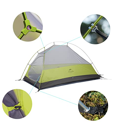 Naturehike Tienda de Campaña Mejorar Cloud Up 2 Persona Tienda de Trekking Ultraligero Impermeable (20D Verde Claro Estándar)