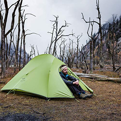 Naturehike Tienda de Campaña Mejorar Cloud Up 2 Persona Tienda de Trekking Ultraligero Impermeable (20D Verde Claro Estándar)