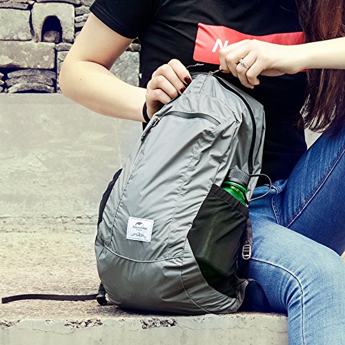 Naturehike Ultraligera Mochila Plegable 18L Pequeña Mochila de Senderismo para Mujeres Hombres Impermeable Mochila para Escalar Camping Ciclismo Bicicleta de Viaje de Negocios (Gris)