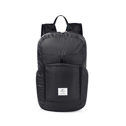 Naturehike Ultraligera Mochila Plegable 25L Pequeña Mochila de Senderismo para Mujeres Hombres Impermeable Mochila para Escalar Camping Ciclismo Bicicleta de Viaje de Negocios (Negro-25L)