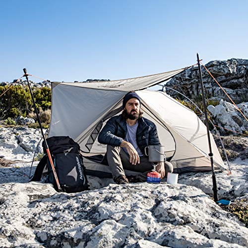 Naturehike VIK Tienda de Campaña Tienda Ultraligera Tienda para 4 Estaciones de Campaña con Huella 15D más Ligera Portátil para Camping Senderismo con Bolsa de Transporte (Blanco con Falda de Nieve)